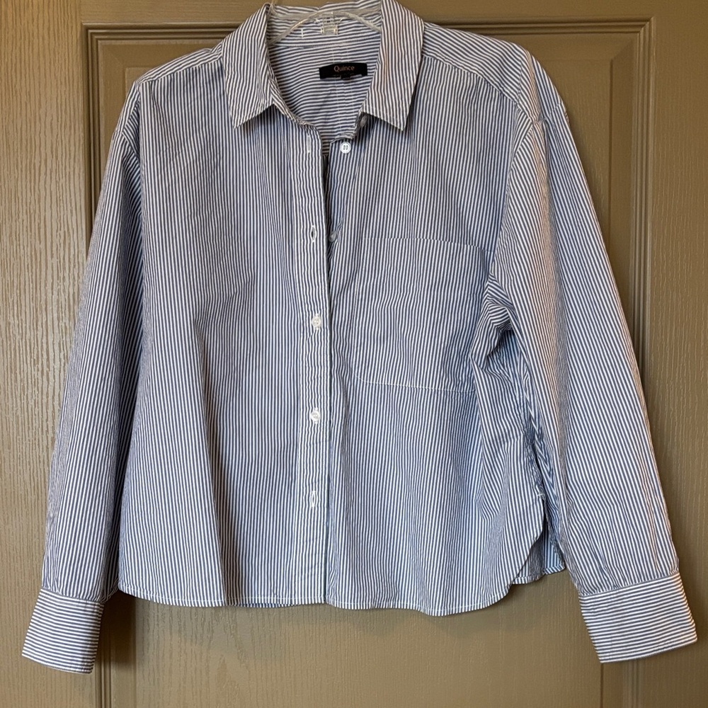 100% Organic Cotton Poplin Cropped Long Sleeve Shirt
